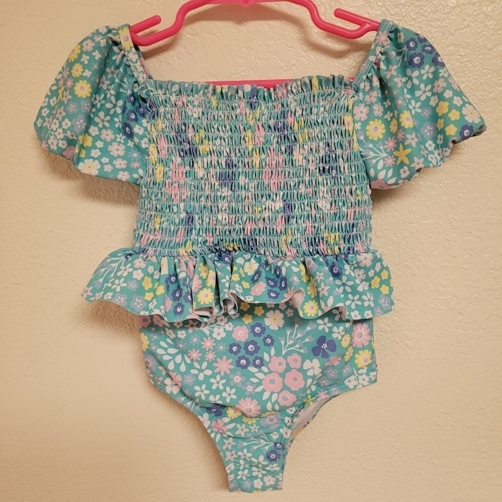 Tommy Bahama Smocked Blue Floral Swimsuit